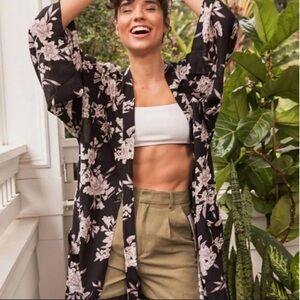 Spiritual gangster brand floral kimono robe coverup